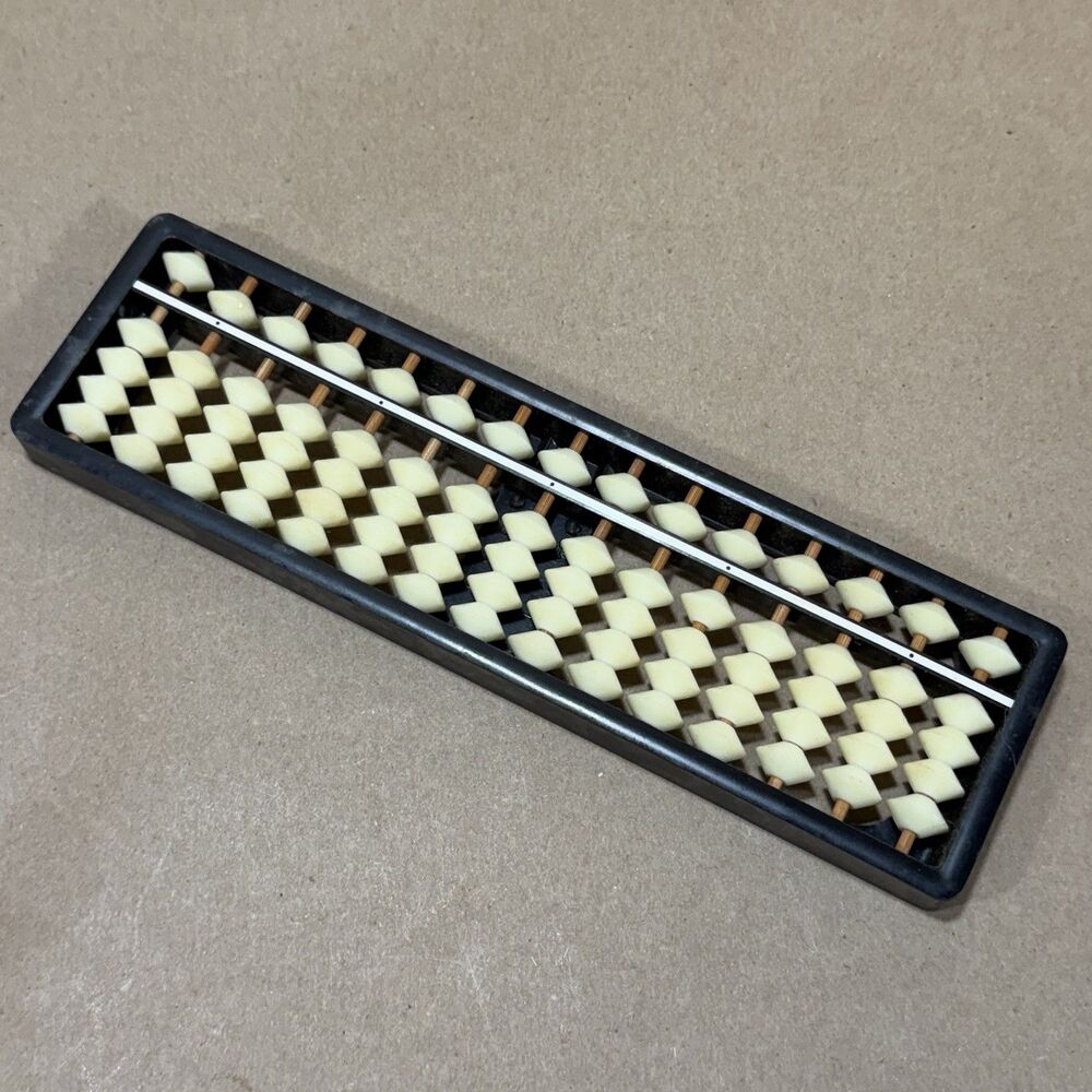 Vtg Japanese Miniature Tomoe Abacus Soroban Calculator Vintage 75 Beads 15 Rods